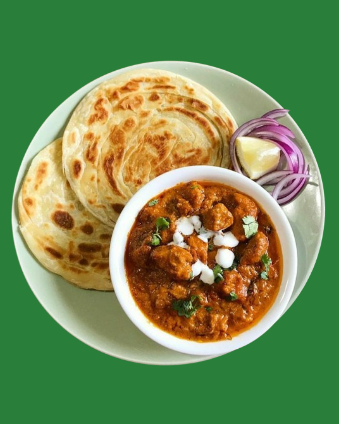 Butter Chicken & Lacha Paratha with salad